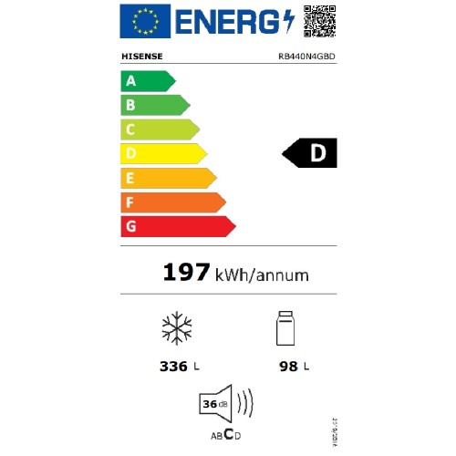 ΨΥΓΕΙΟΚΑΤΑΨΥΚΤΗΣ ΕΛΕΥΘΕΡΟΣ HISENSE RB440N4GBD (200x60 / D / BLACK GLASS / FNF)